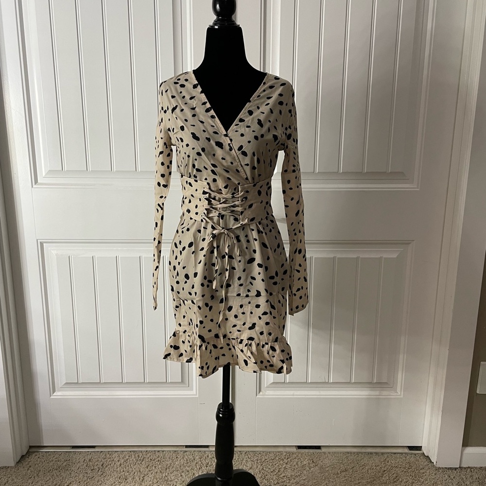 Dalmatian print corset dress